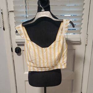 Blashe Yellow Striped Women's Crop Tank Top